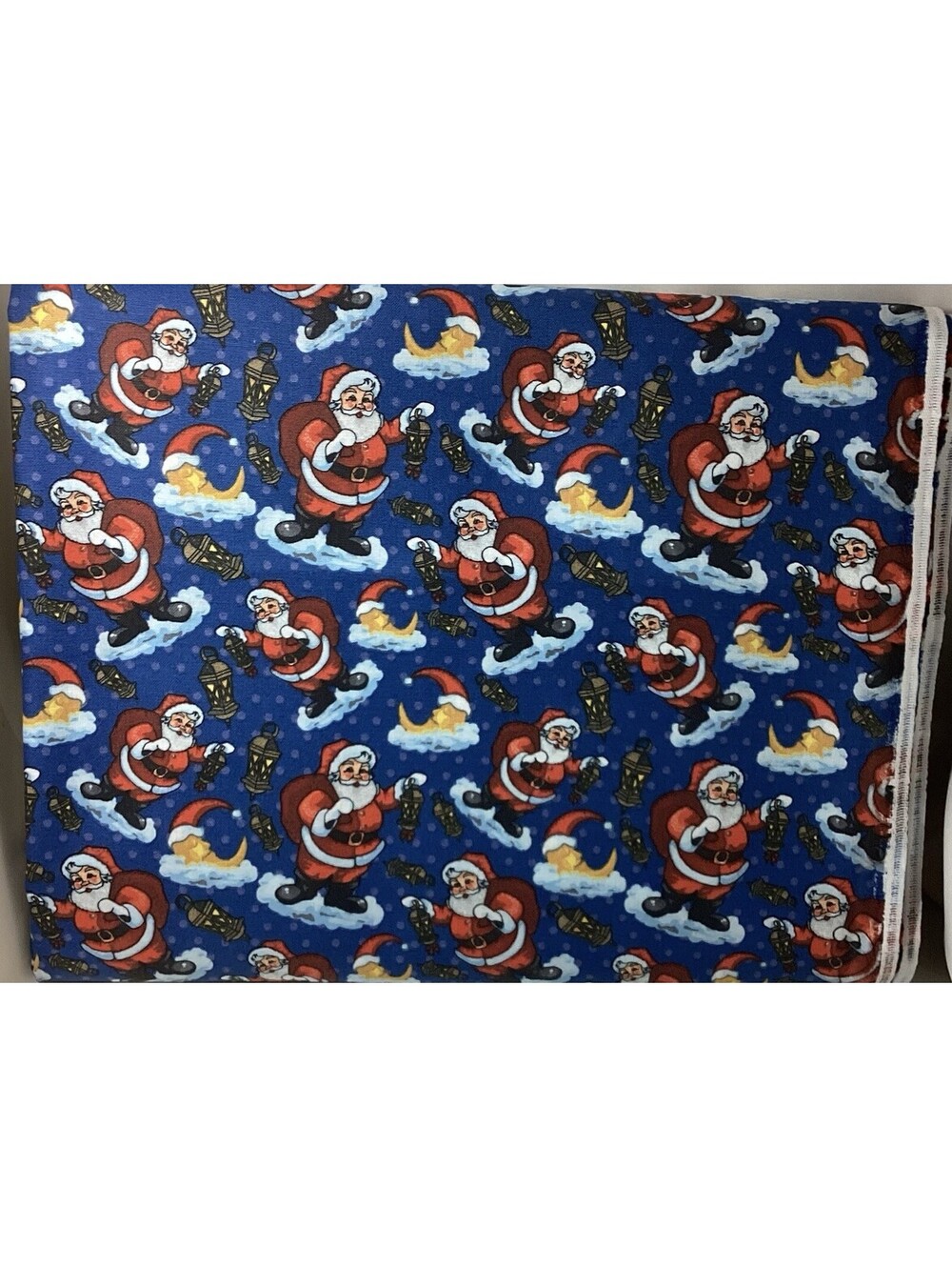 3 Yds Santa With Blue Background Fabric